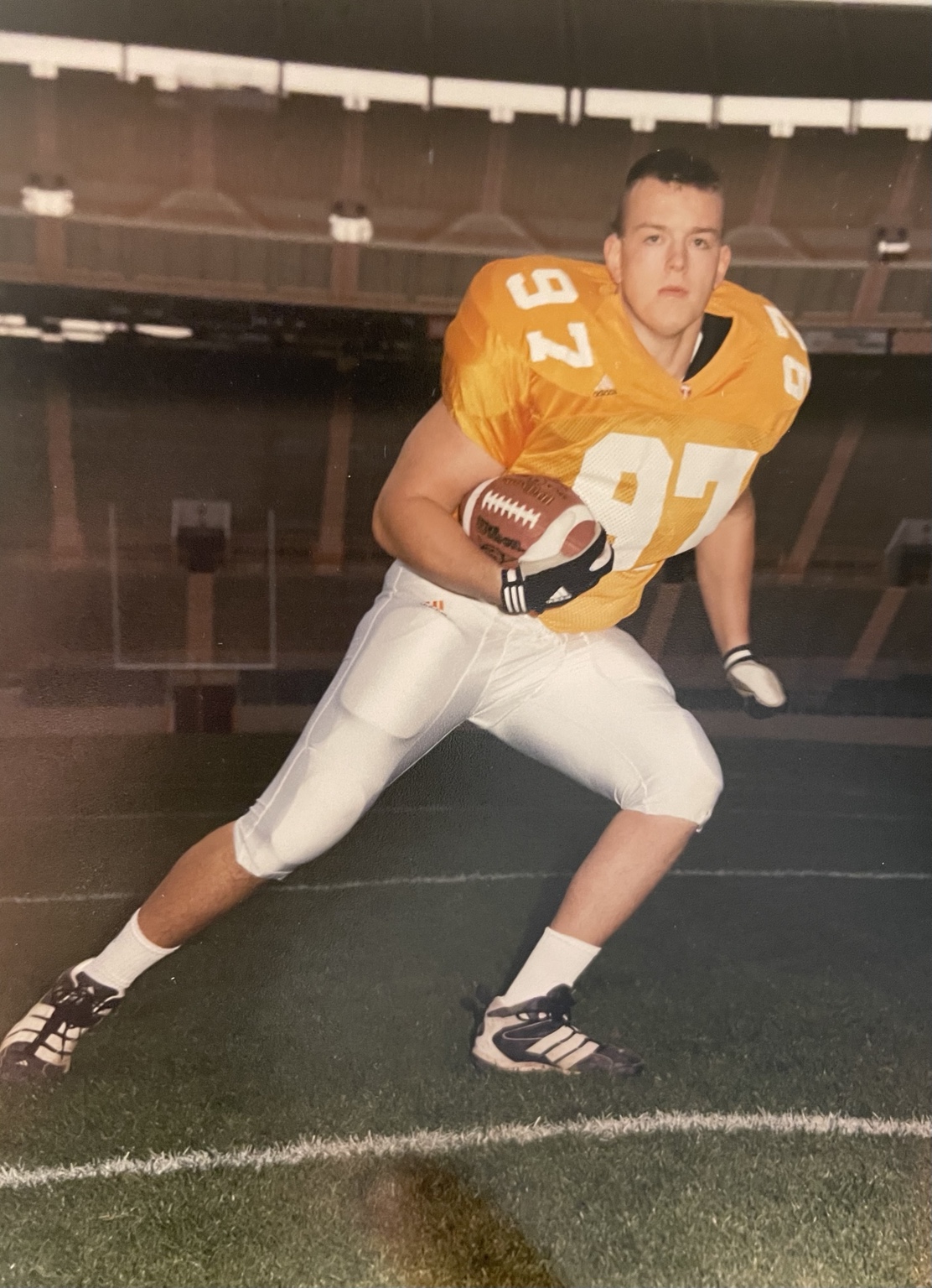 Adam Billings in his orange Tennessee football uniform