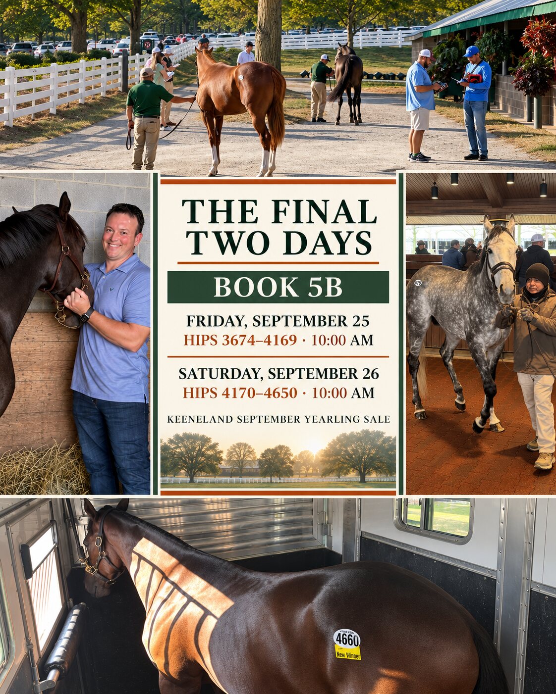 Dunamis Thoroughbreds working the final two days of the 2026 Keeneland September Yearling Sale
